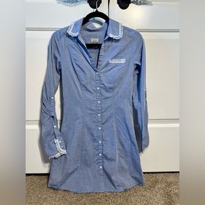 H&M Chambray Shirt Dress Lace Detailing Size 4